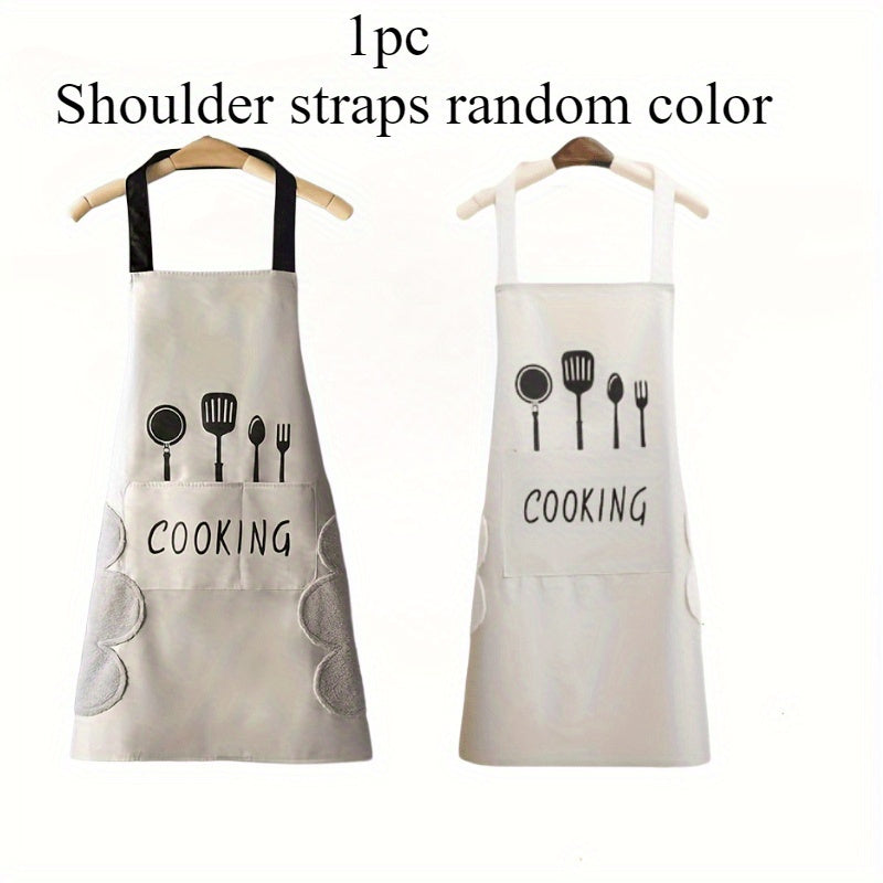Uzoq muddatli suv o'tkazmaydigan polyester apron, qulay cho'ntaklar bilan - yog'ga chidamli, oson tozalanadigan oshpazlik apron, erkaklar va ayollar uchun - oshxona va restoran sharoitida foydalanish uchun ideal