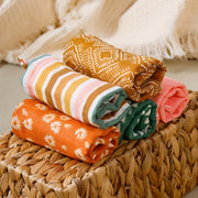 5-Piece Cotton Hand Towel Set with Fashion Prints, Hangable, Absorbent, Home or Travel
