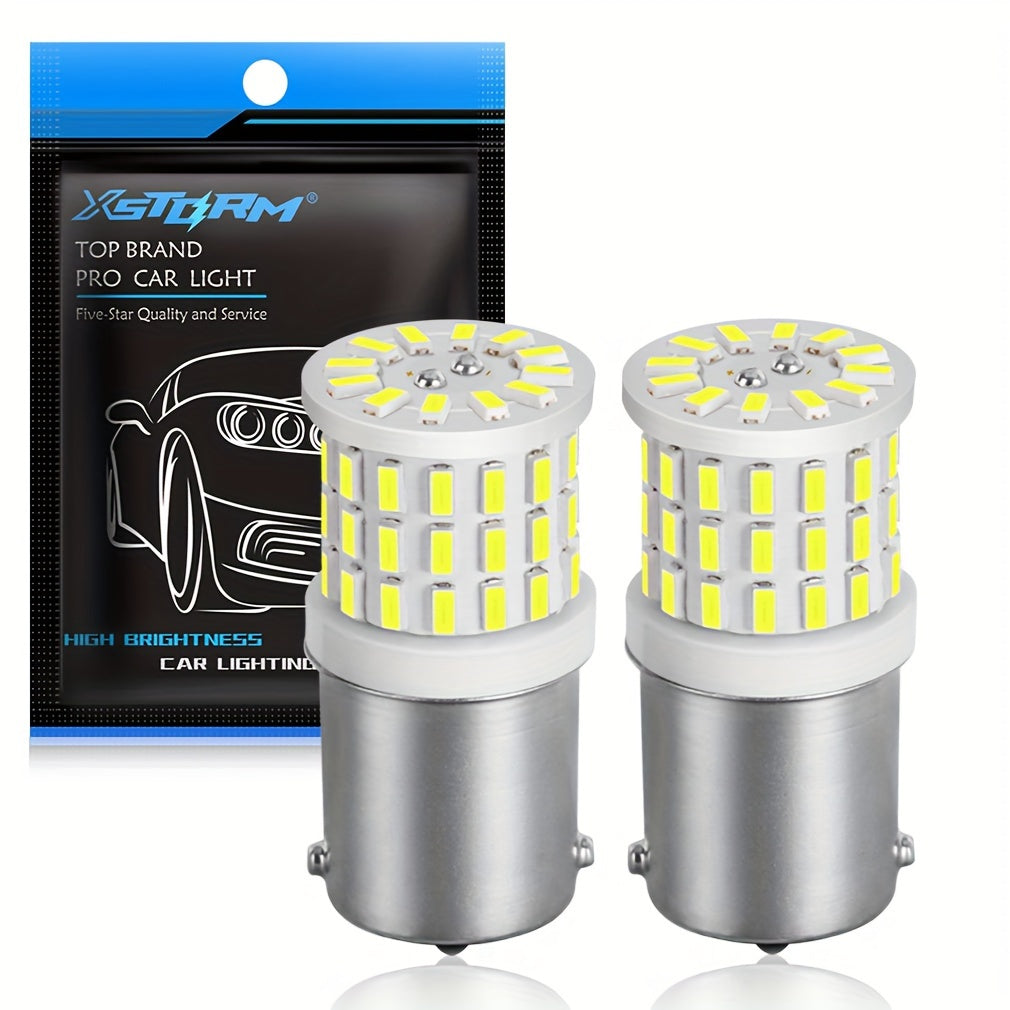 2PCS White LED Car Brake Lights Universal Fit 12V P21W Signal Lamps