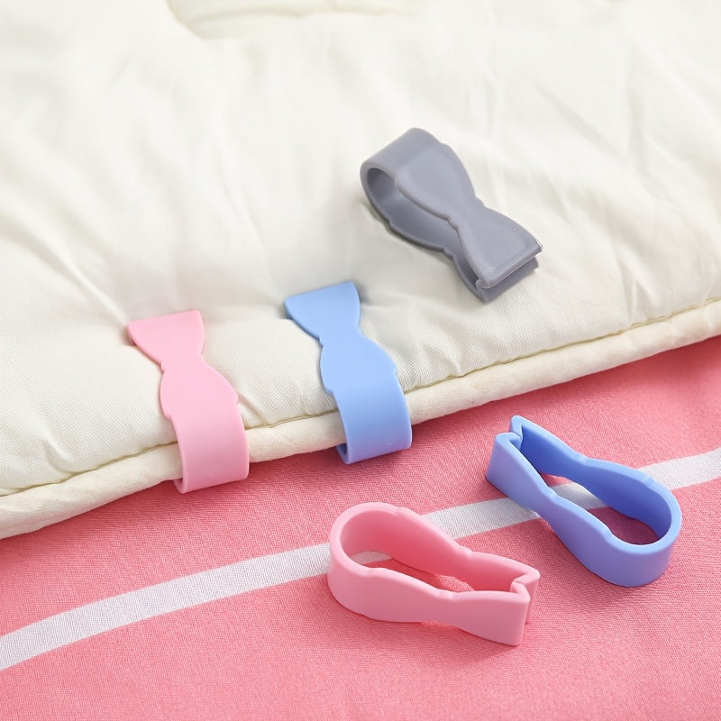 Set of 5 Pink and Blue Bed Cover Clips No-Sew Blanket Holders Anti-Slip Bedding Corners Hand Washable
