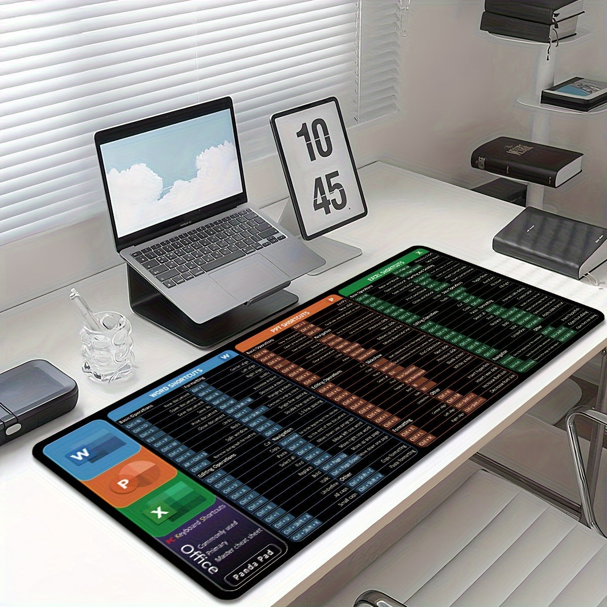 Alfombrilla de ratón extragrande extendida con accesos directos impresos para Word PPT Excel antideslizante y lavable para oficina y juegos