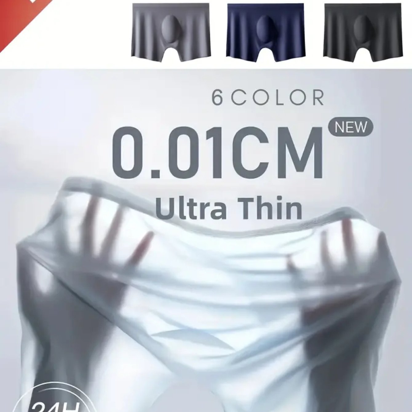 Men's Seamless Solid Color Semi-Transparent Boxers 6 Pack Breathable Lightweight Stretch
