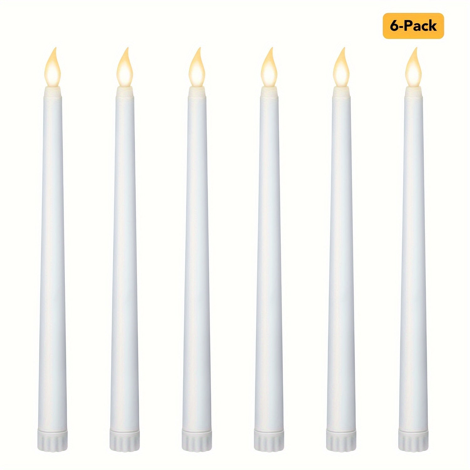 6-Pack Flickering LED Taper Candles Indoor Battery Operated Plastic Jars
