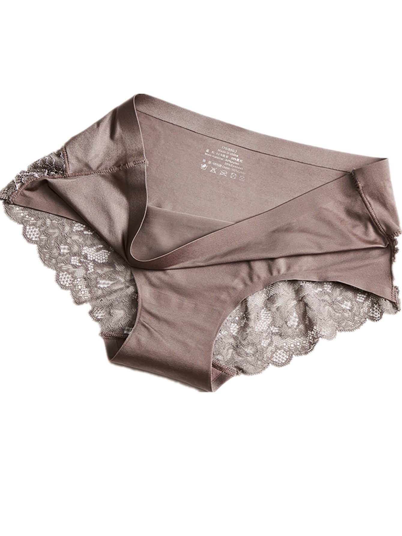 3-Piece Breathable Lace Satin Mid-Rise Panties Set for Women
