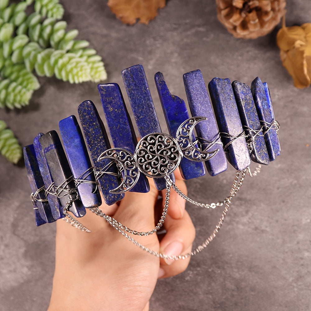 Women’s Natural Stone and Alloy Witch Crown Headband for Eid Celebrations