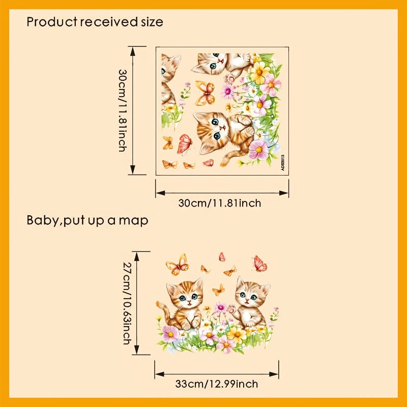 Glass Stickers Cats and Butterflies Self-Adhesive Decor for Windows and Doors