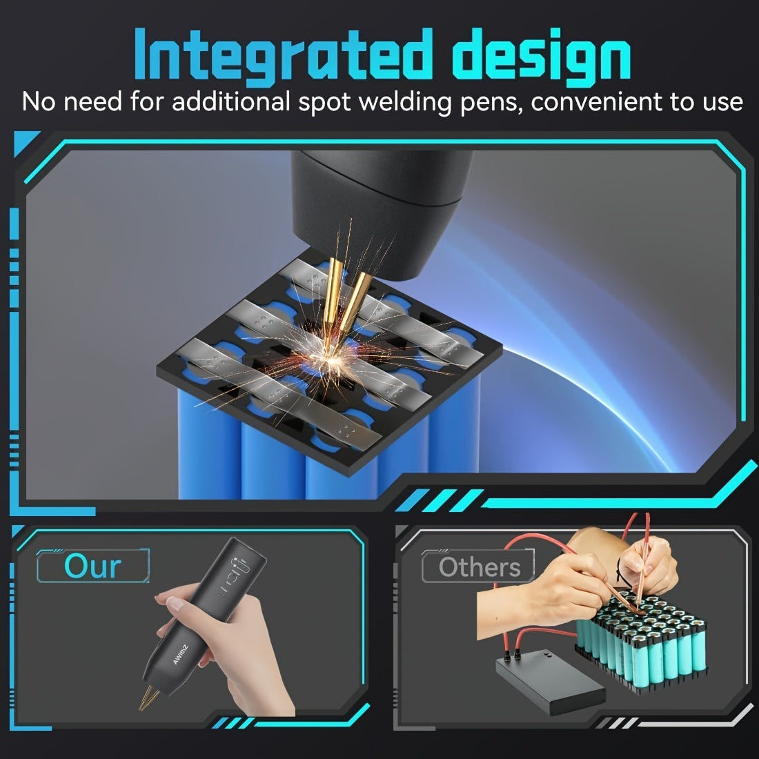 11 ta sozlanadigan darajaga ega qayta zaryadlanadigan qo'l bilan ishlov beruvchi nuqta payvandlovchi, DIY 18650 batareyalari va elektron loyihalar uchun ideal. Avtomatik va qo'lda rejimlar uchun mos, elektronika uchun mukammal.