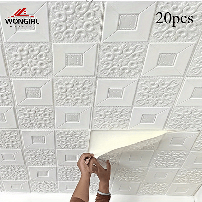 20pcs Waterproof 3D Foam Wall Tile Stickers Self-Adhesive Home Decor for Kitchen Bathroom Living Room
