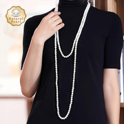 Zarif Ko'p Qavatli Sviter Zanjiri: MUFAN Vintage Tabiiy Shirin Suv Marvaridli Bilaguzuk Ayollar Uchun, 6-8mm, 200sm Uzunlik, Iyul Tug'ilgan Kuni To'pi, Qoplamasiz, Kundalik Kiymak va Maxsus Tadbirlar Uchun Mukammal. Sovg'a Qutisida Keltiriladi.