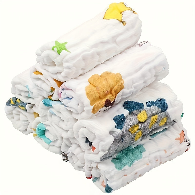 Baby Burp Cloths 10 Pack 25x25cm Cotton Muslin Towels for Infants and Travel
