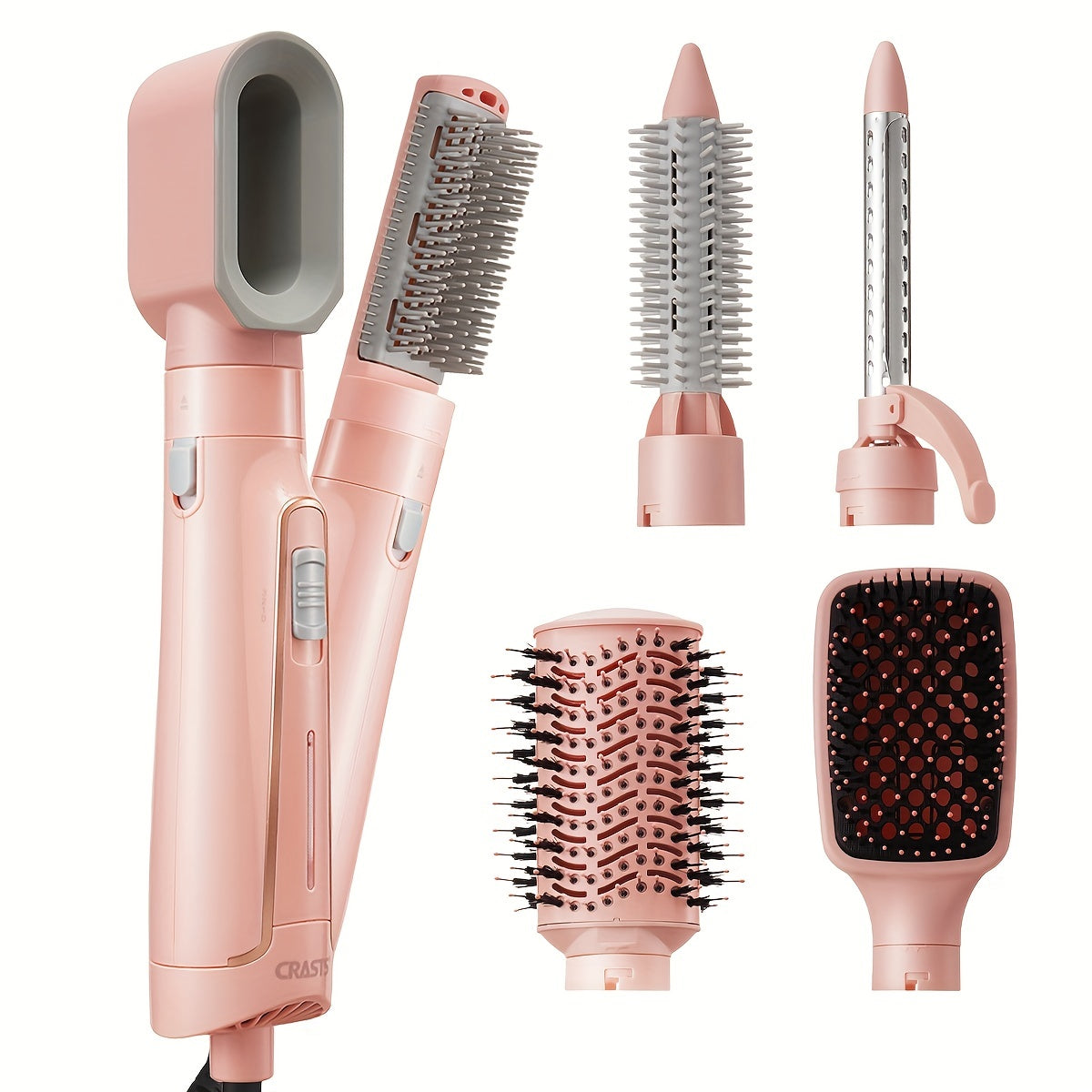 6-in-1 Soch styling to'plami 1200W issiq shamol cho'tkasi tekis temir burilish tayoqchasi tekislashtiruvchi Evropa rozetkasi