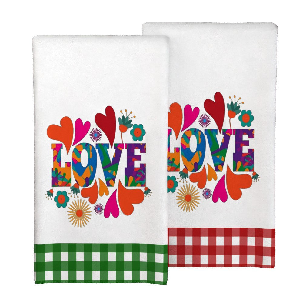 Two Pieces Valentine Heart Towels 45.72x66.04cm Soft Absorbent Gift Set