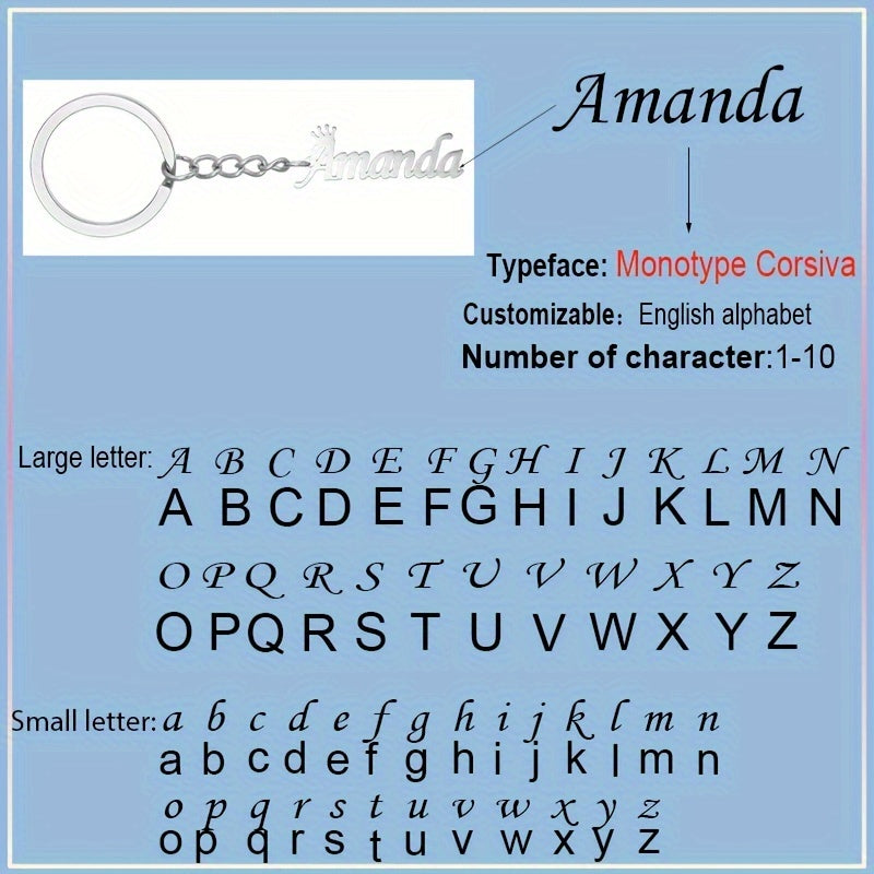 Personalized Stainless Steel Keychain with Custom Name for Mother's Day Gift