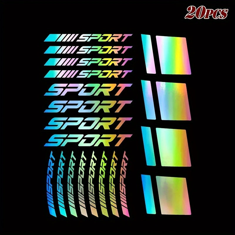 20 шт. отражающих виниловых наклеек на ободья спортивные геометрические наклейки черные и красные