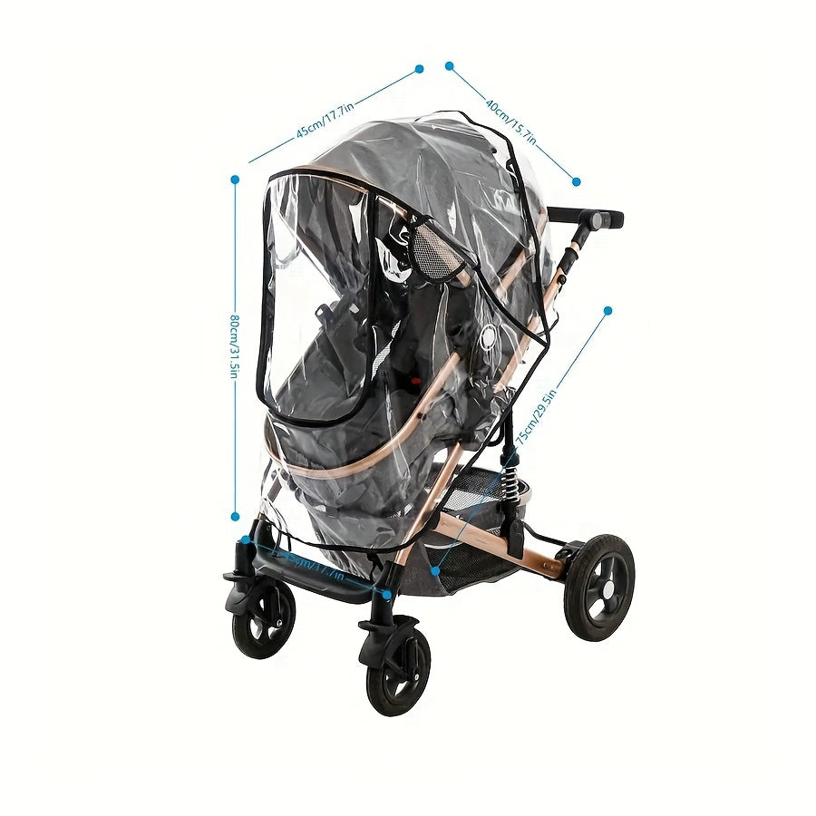 Kids Stroller Rain Cover Windproof Waterproof Umbrella Protector for Carriage