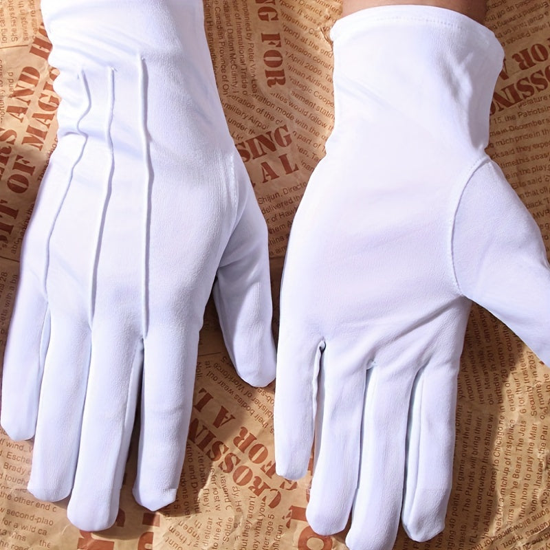 Unisex White Leather Gloves for Men and Women for Security Driving and Formal Wear