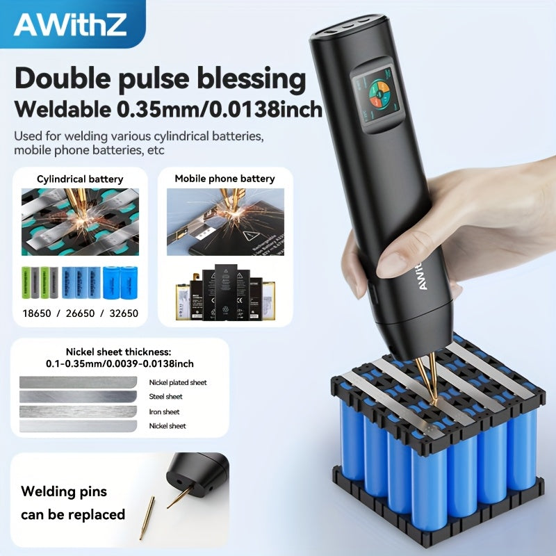 Color Screen Portable Handheld Spot Welder with 90 Adjustable Levels Rechargeable Battery for DIY Battery Pack Making