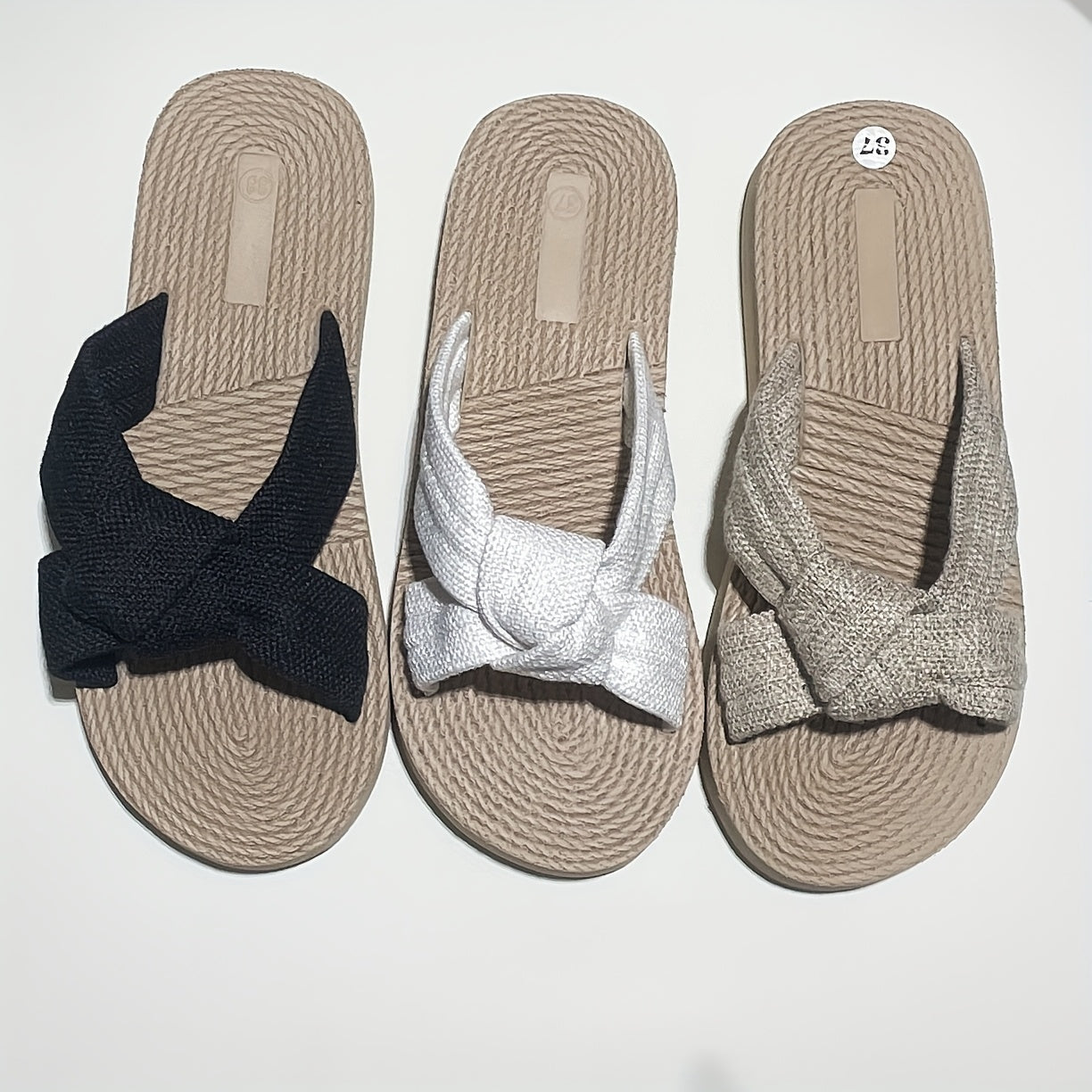 Ayollar uchun bej bohemiya sandallari tekis ochiq barmoqli kundalik poyabzal