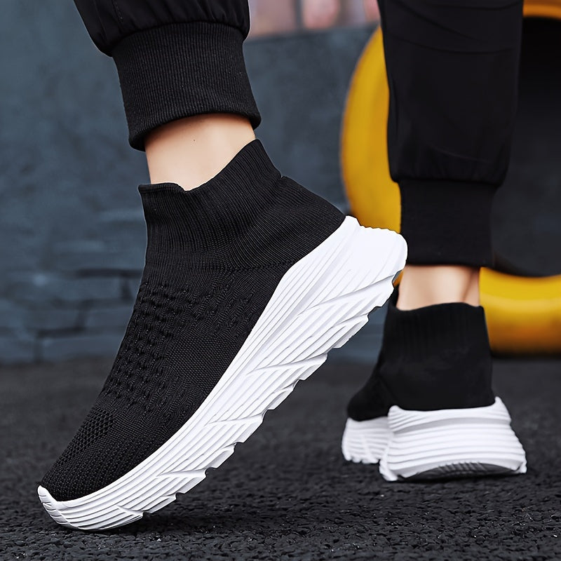 Men's Breathable Slip-On High Top Sneakers Lightweight Casual Shoes for Outdoor Jogging