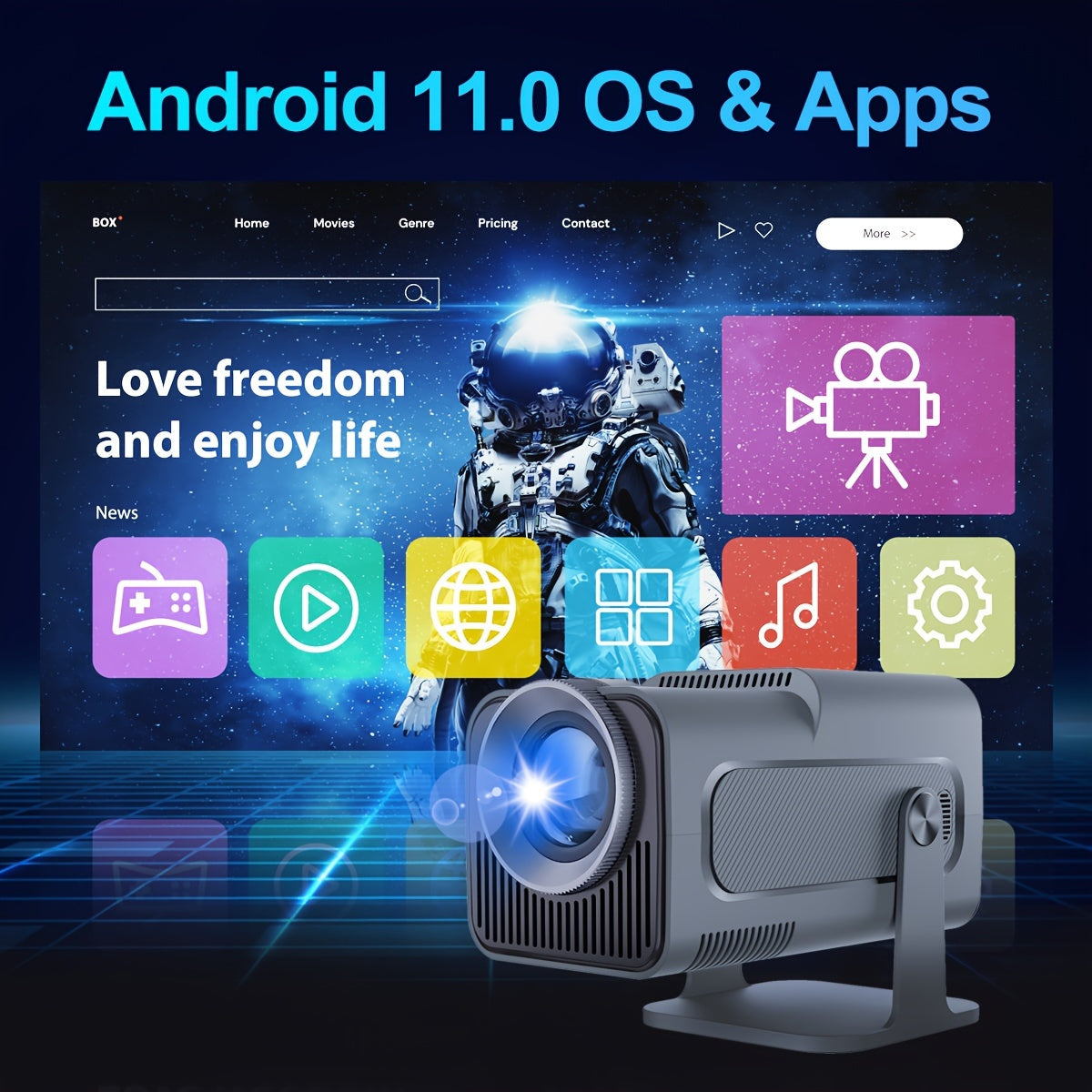 Портативный 4K проектор с беспроводным 1080P, 5G WiFi, киноэкран