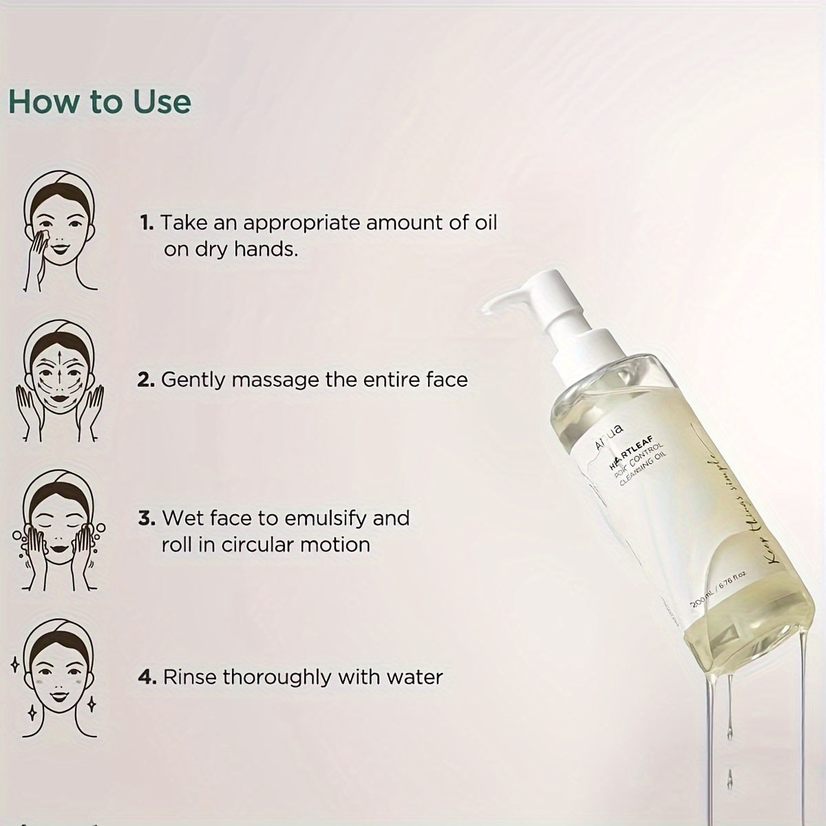 200ml Pore Control Cleansing Oil for All Skin Types Facial Cleanser with Salicylic Acid