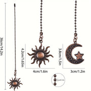 2PCS Bohemian decorative totem ceiling fan pull chain extension set 12 inches beaded ball moon sun