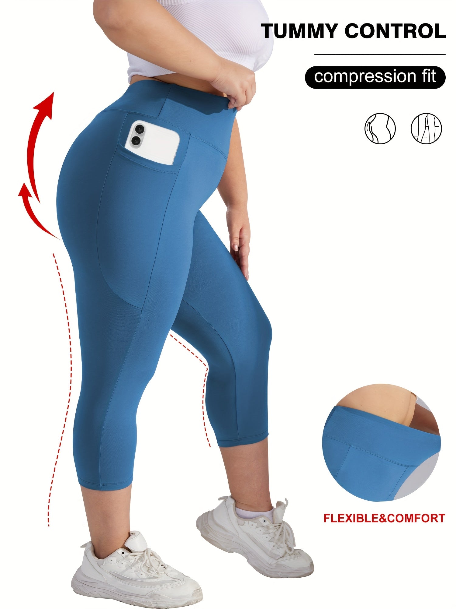 Plus Size High-Waisted Capri Pants Tummy Control Summer Comfortable Elastic