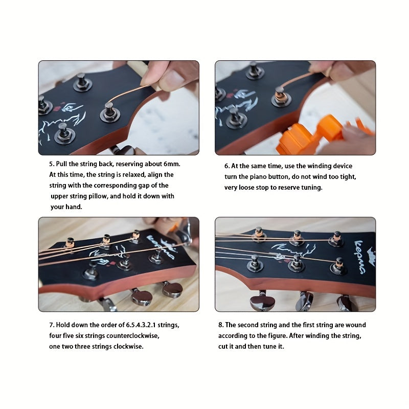 6pcs Acoustic Guitar Strings Bronze Coated Steel Replacement Set Yellow