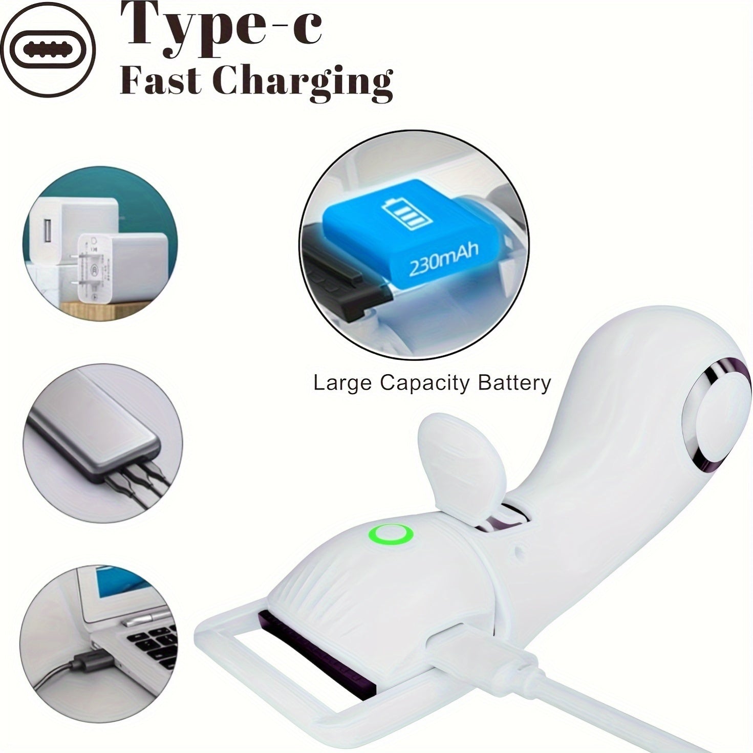 Electric Heated Eyelash Curler for Women with 3 Temperature Modes Rechargeable USB Powered