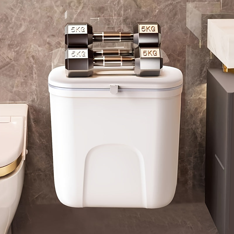 Hanging Trash Can with Lid for Bathroom Toilet and Diapers Plastic Waste Bin