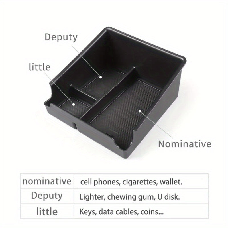 Center Console Armrest Storage Box for EV Black Tidy Organizer