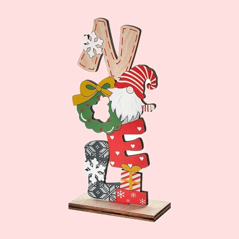 Wooden Christmas Letter Garland with Snowflakes and Dwarves Holiday Decor