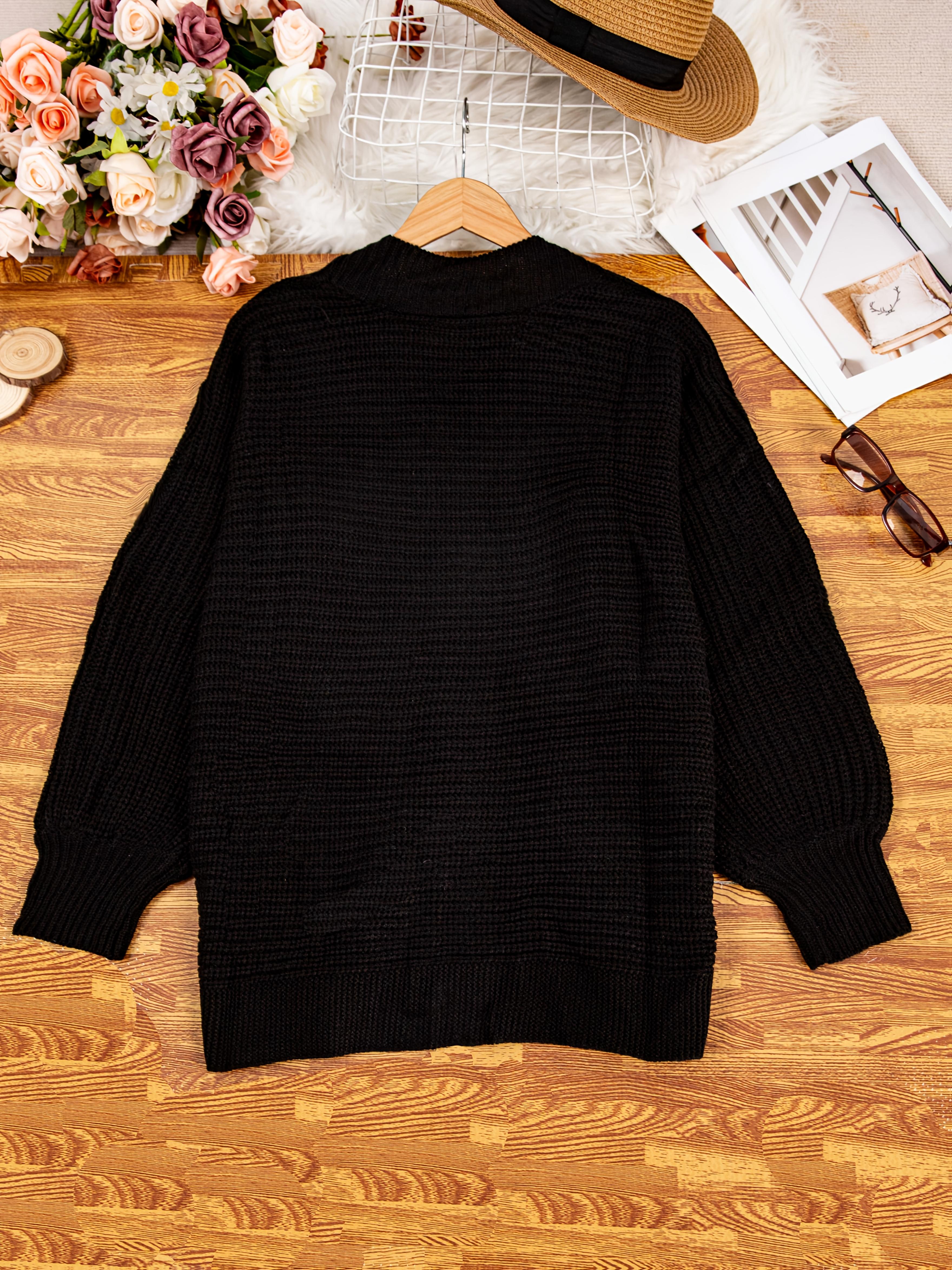 Plus Size Women Casual Loose Solid Color Button-Up Cardigan