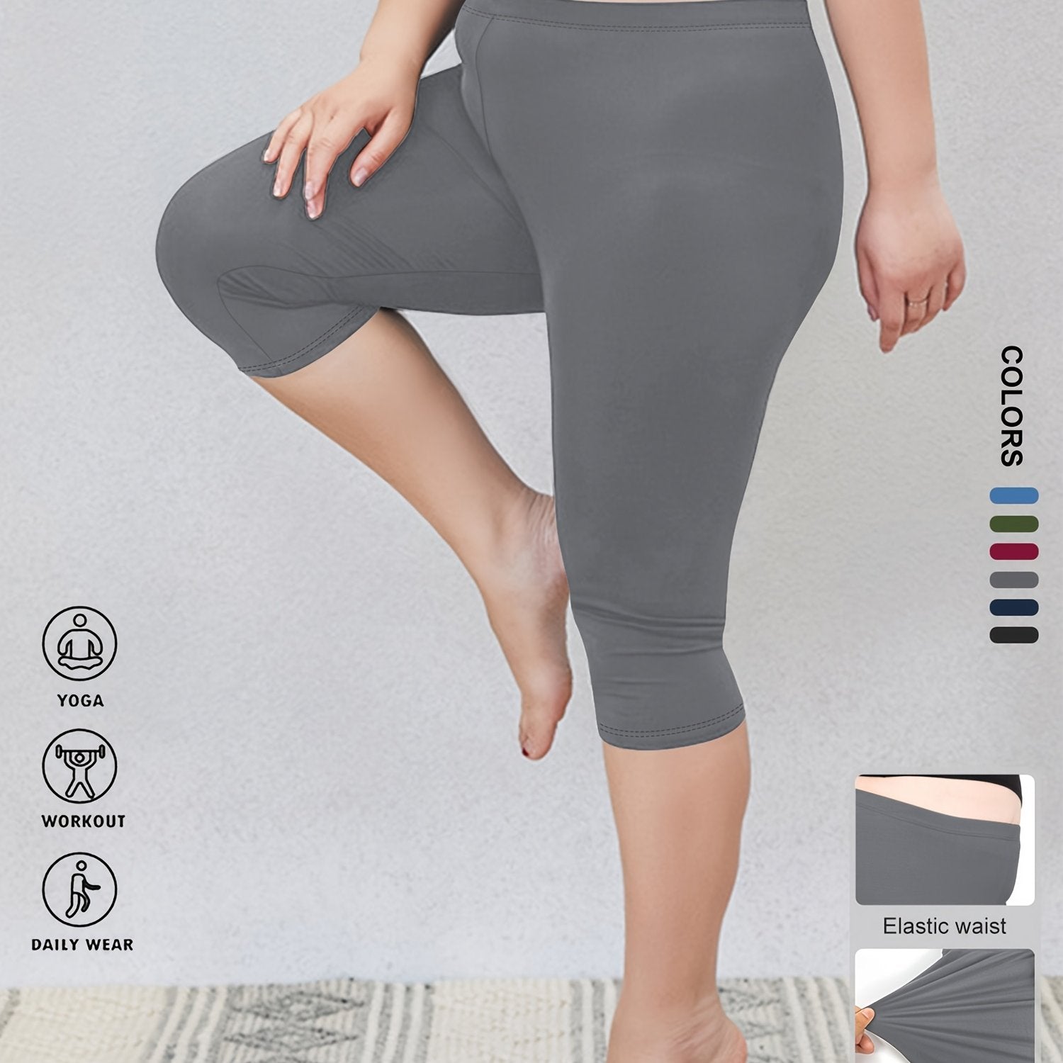 Plus Size High-Waisted Yoga Leggings Capri Tummy Control Butt Lifting