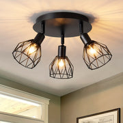 Black Metal Ceiling Light Fixture with Rotating Geometric Shades for Kitchen Dining Porch Hallway