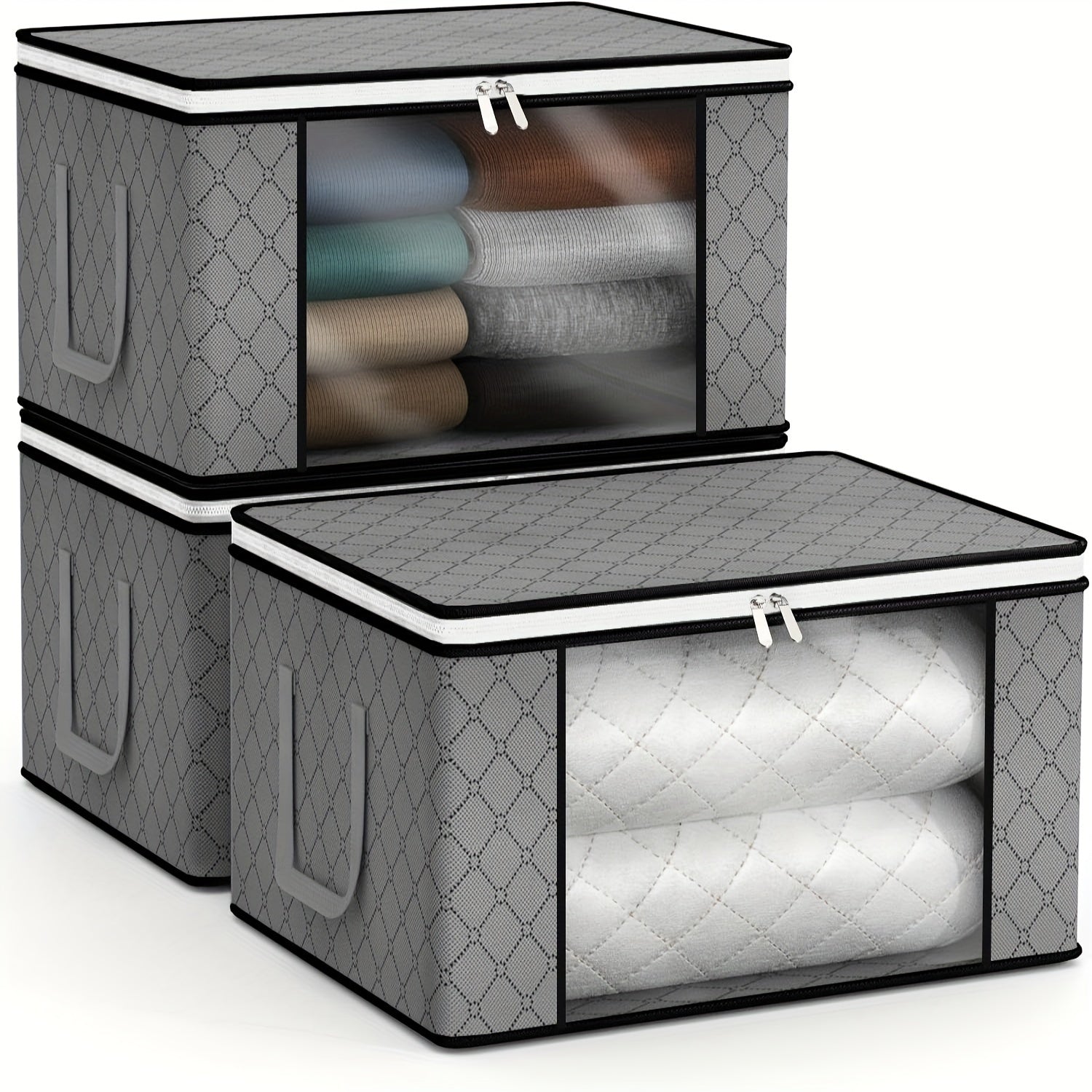 Large Collapsible Fabric Storage Boxes for Organizing Spaces 3/6 Set