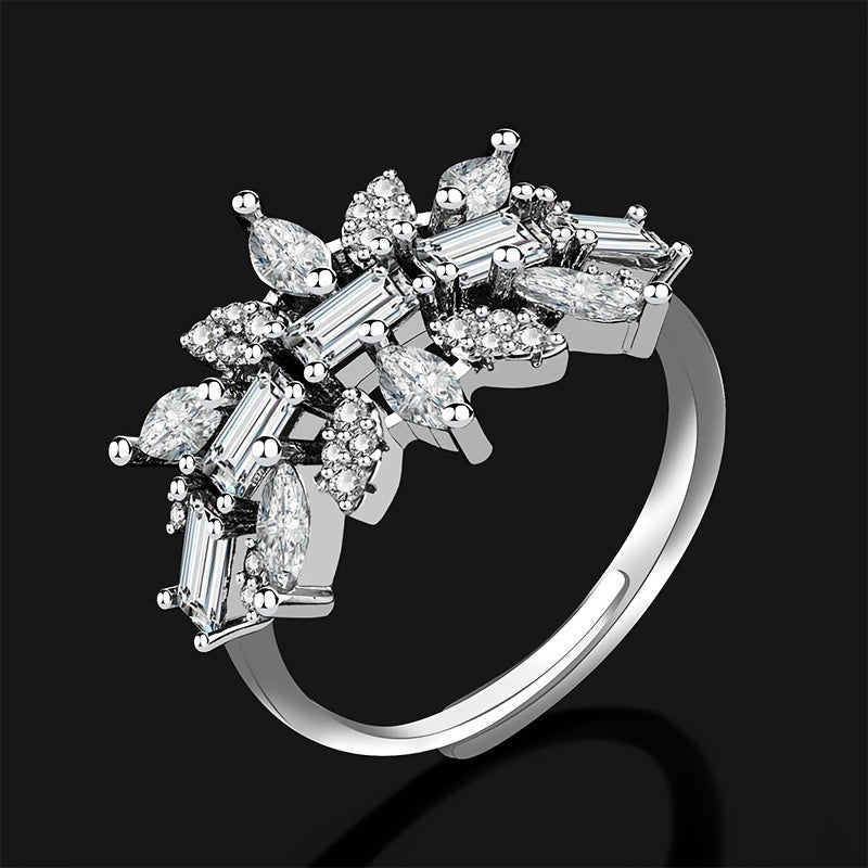 Bridal Jewelry Set 4-Piece White Gold-Plated Copper Cubic Zirconia Wedding Accessories