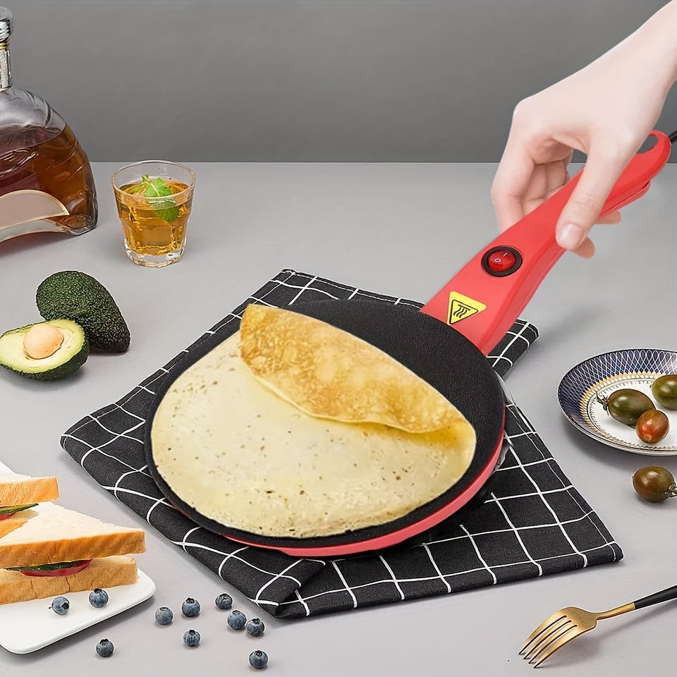Creador de crepes eléctrico de 600W con sartén antiadherente, espátula para raspar y brocha para aceite