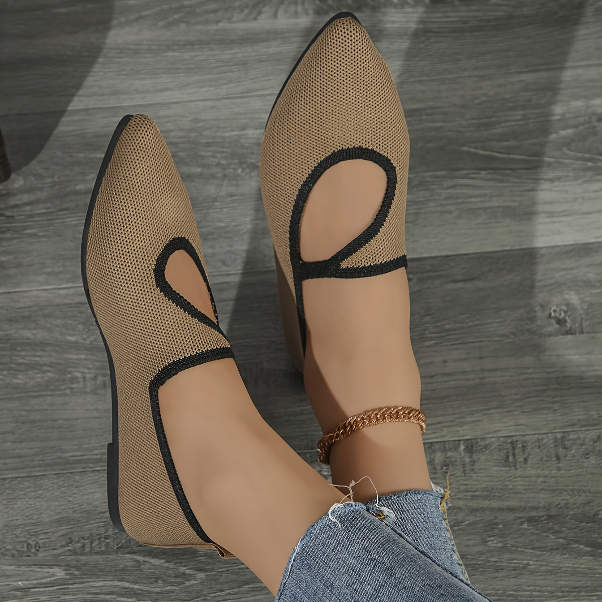 Women's Slip-On Flats with Pointed Toe and Rubber Sole for All Seasons