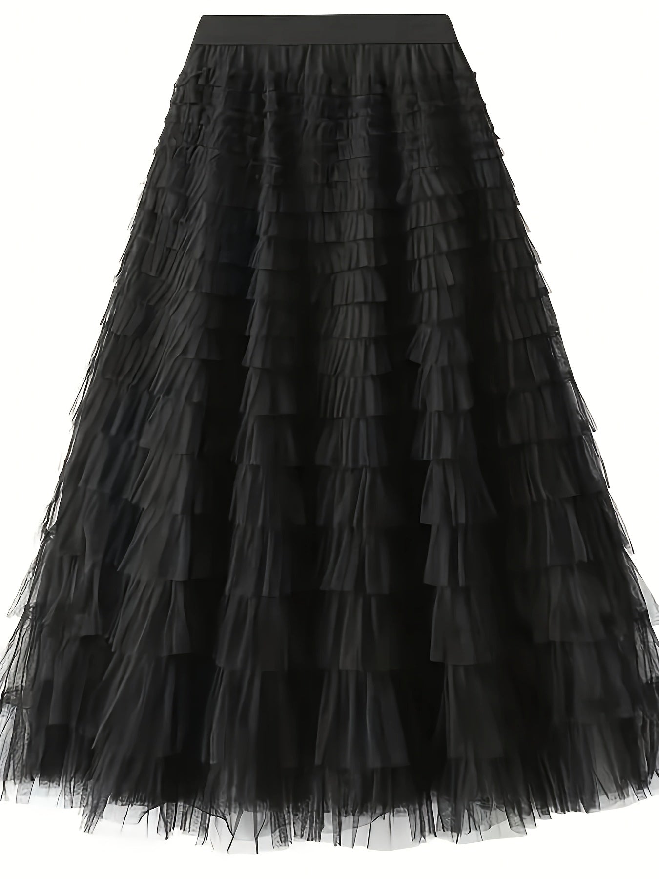 Plus Size Emerald Green Tiered Ruffled Skirt with Sheer Mesh Overlay