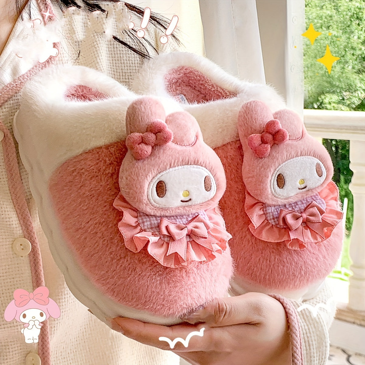 Ayollar uchun plüsh mo'rtli slip-on shlyapki issiq ichki uy poyabzal