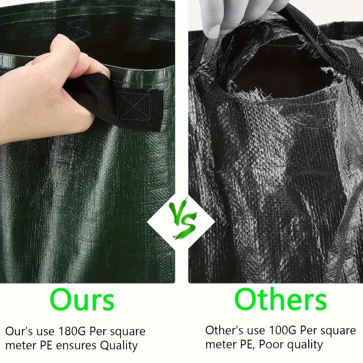 5pcs Green 7-Gallon Fabric Grow Bags with Handles for Outdoor Vegetable Gardening