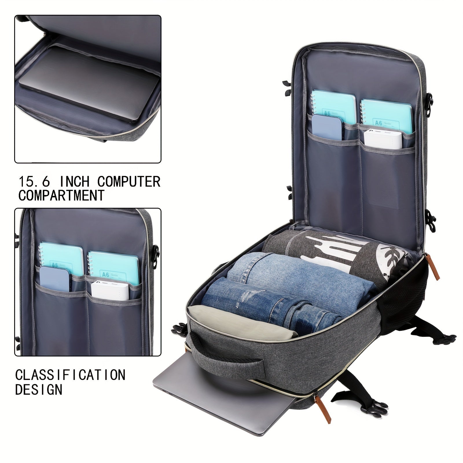 Men's Travel Backpack with Shoe Compartment USB Charging Port 15.6 Inch Laptop Bag for Business and College