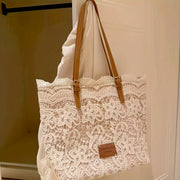 Women's Lace Shoulder Bag with Adjustable Strap Foldable Design and Wristlet