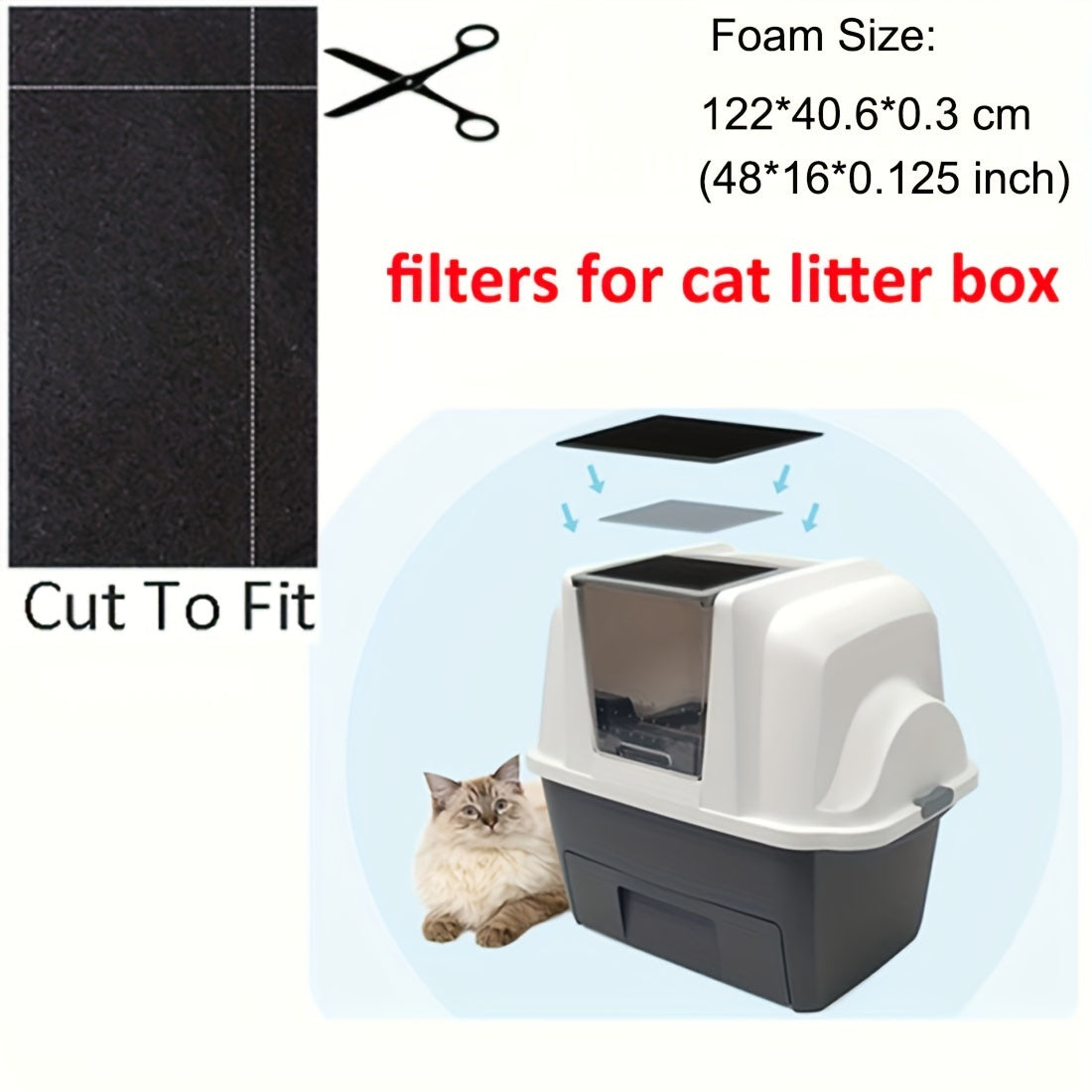 Havo tozalash va tozalash uchun faol uglerod filtri varaqasi 122x40x0.3cm