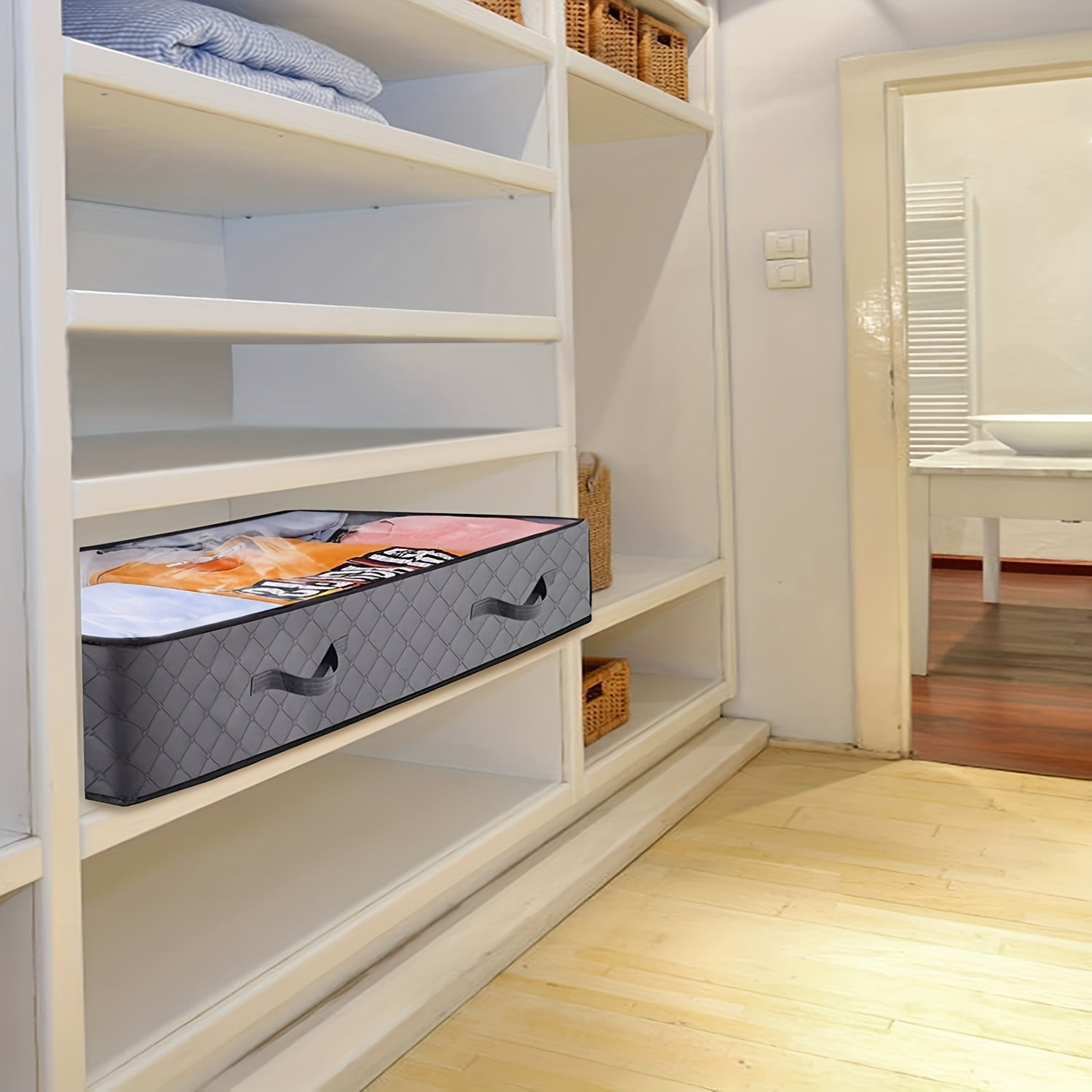 90L Under Bed Storage Containers with Clear Windows and Reinforced Handles for Bedding Clothes and Toys