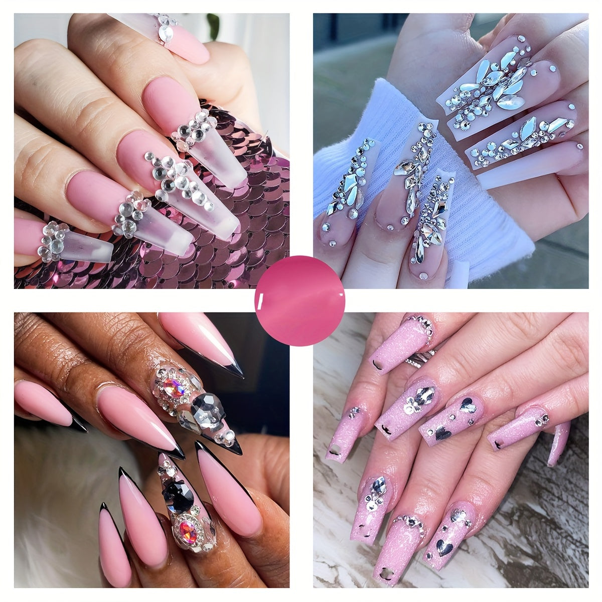 White Rhinestone Set 2200 Pieces with Storage Box for Nails Art Crafts and Jewelry