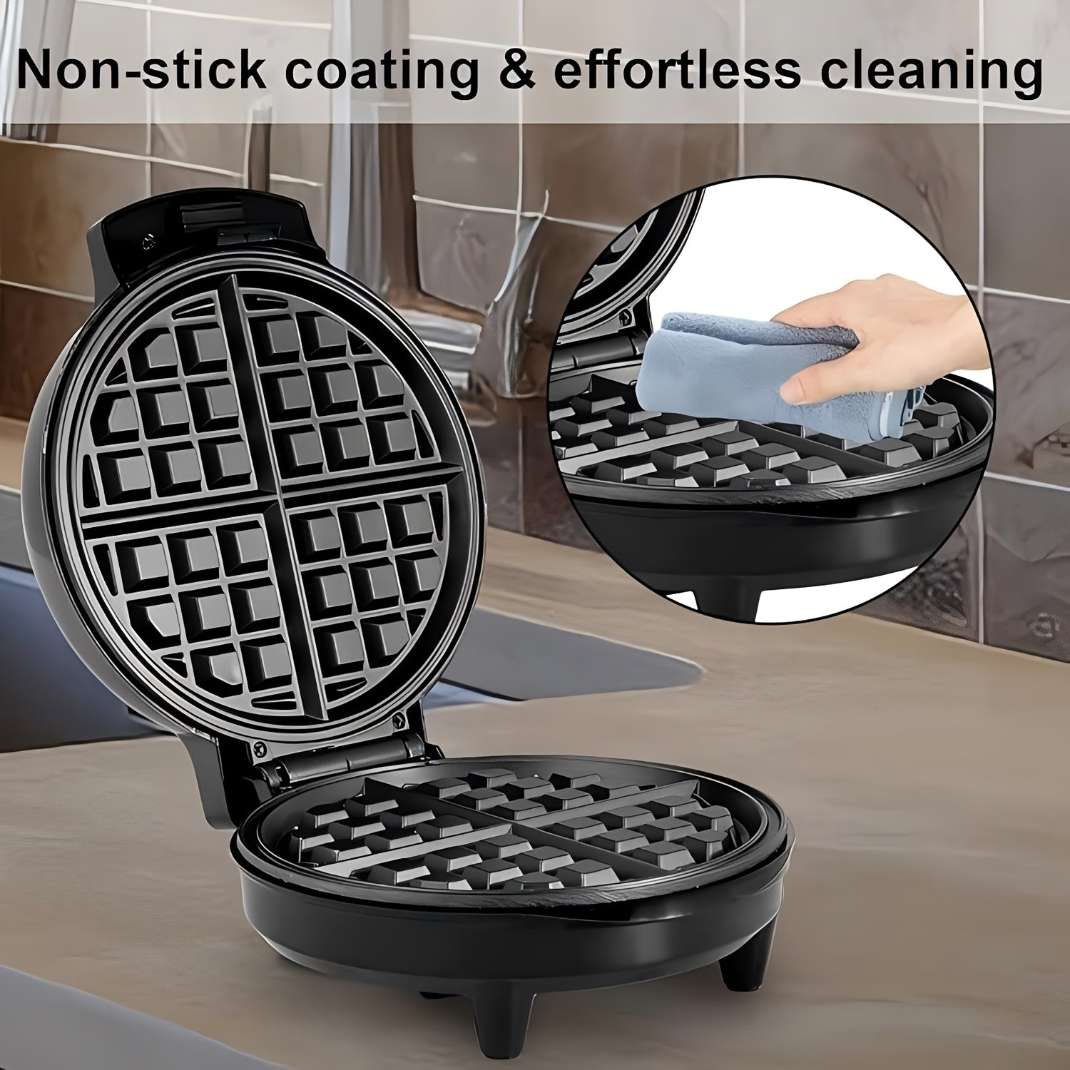 Sandwichera de 7 pulgadas con control de temperatura ajustable, placas antiadherentes, mango de tacto frío