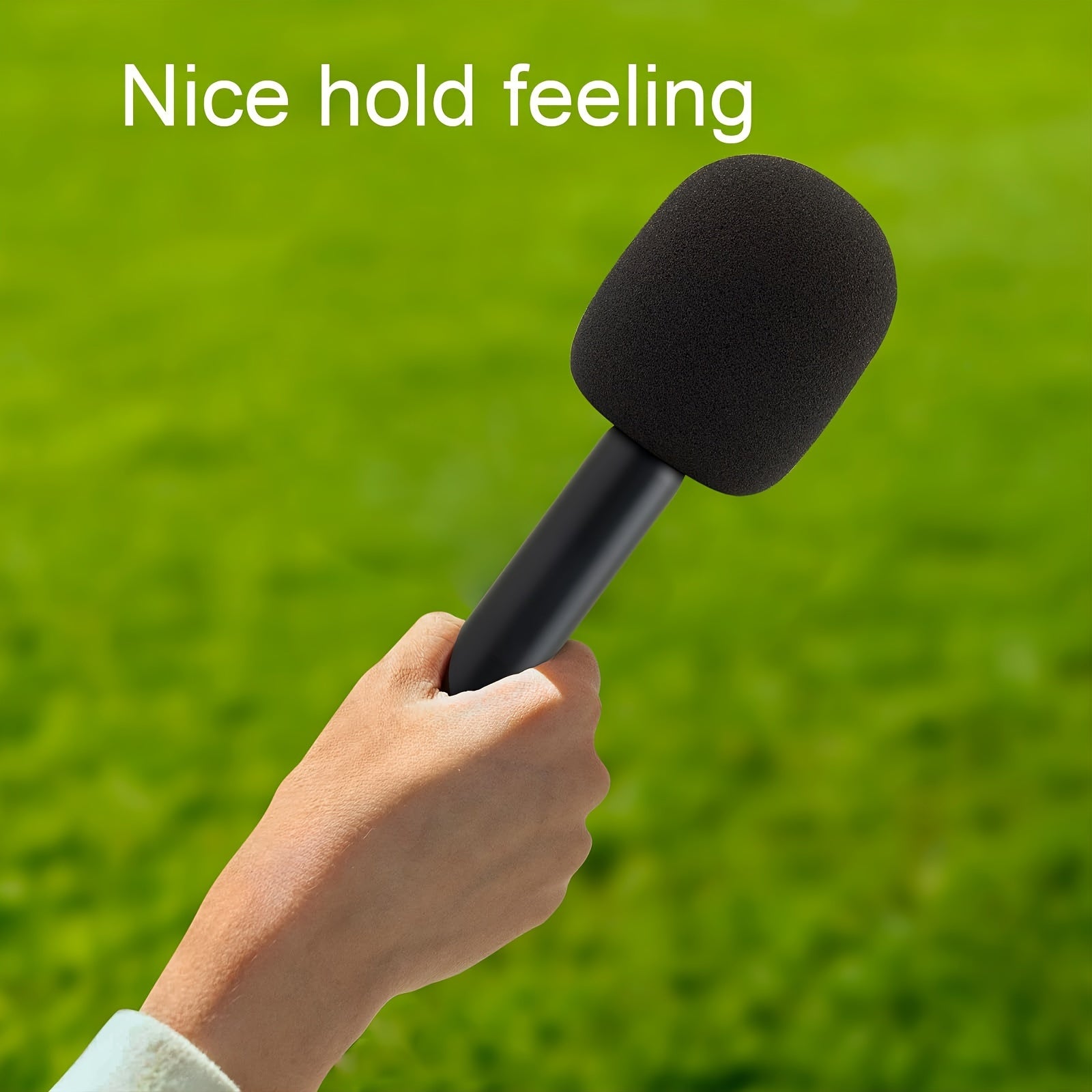 Wireless Handheld Microphone Grip with Adapter for Interviews Black Plastic