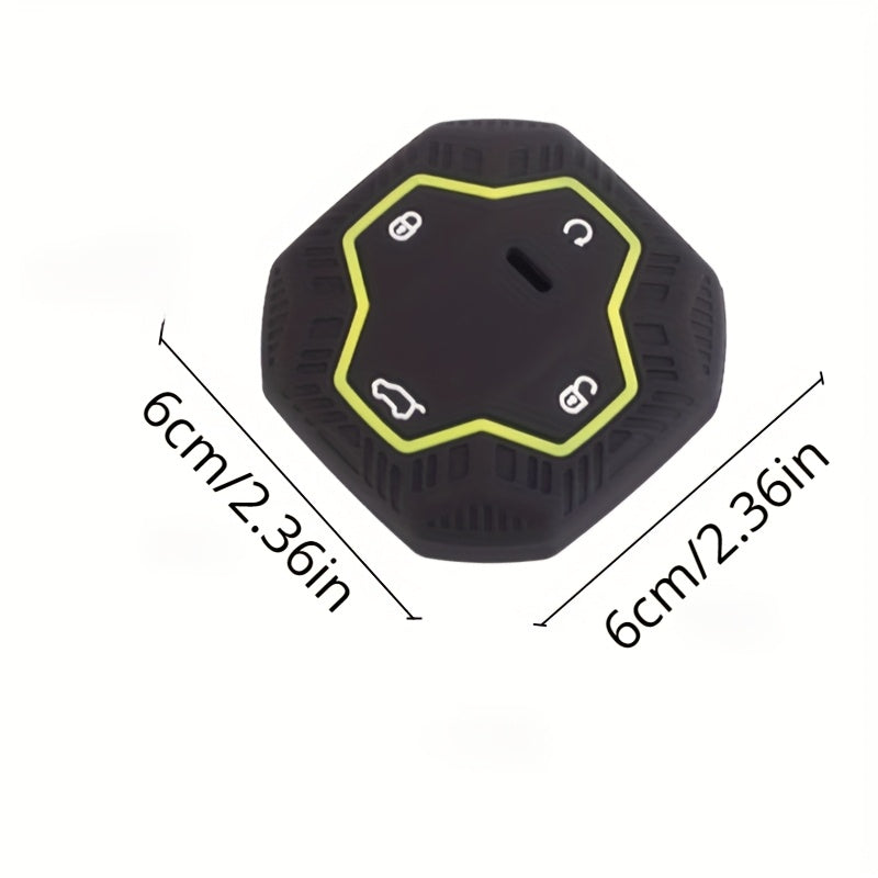 Silicone Key Fob Cover Black Neon Green Hexagonal for Car Key Protection
